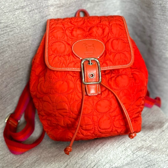 Coach - Vintage 2004 Orange Quilted Nylon & Leather Coach Mini Backpack With COA - Picture 1 of 11